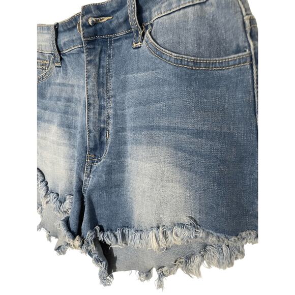 Kancan Women's Raw Hem Distressed Medium Wash Shorts SZ 29 Casual Rodeo Denim - Picture 2 of 5